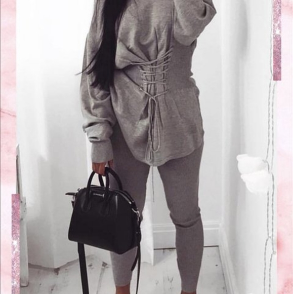 Misspap Sweaters - Ribbed corset loungwear set